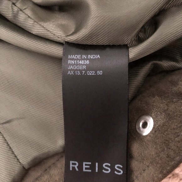 Reiss Jagger Suede Trucker Jacket - Olive Green - Picture 5 of 9
